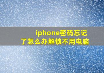 iphone密码忘记了怎么办解锁不用电脑