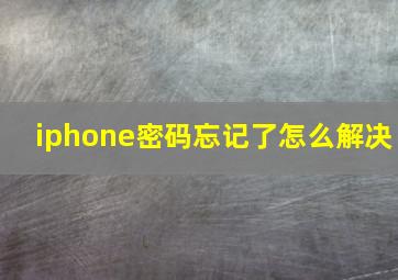 iphone密码忘记了怎么解决