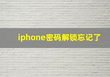 iphone密码解锁忘记了