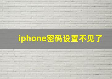 iphone密码设置不见了