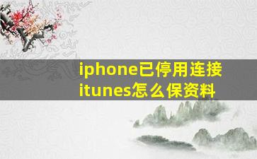 iphone已停用连接itunes怎么保资料