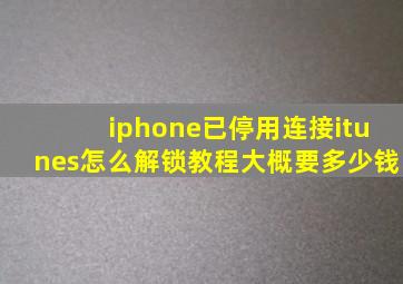 iphone已停用连接itunes怎么解锁教程大概要多少钱