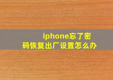 iphone忘了密码恢复出厂设置怎么办