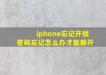 iphone忘记开锁密码忘记怎么办才能解开