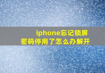 iphone忘记锁屏密码停用了怎么办解开