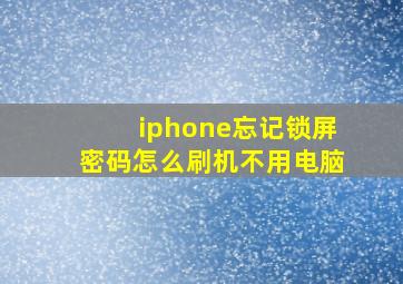 iphone忘记锁屏密码怎么刷机不用电脑