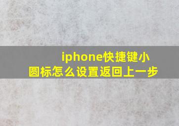 iphone快捷键小圆标怎么设置返回上一步