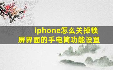 iphone怎么关掉锁屏界面的手电筒功能设置