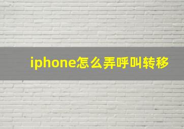 iphone怎么弄呼叫转移