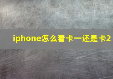 iphone怎么看卡一还是卡2