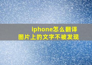 iphone怎么翻译图片上的文字不被发现