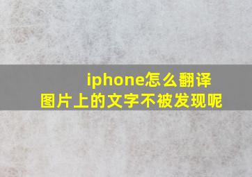 iphone怎么翻译图片上的文字不被发现呢