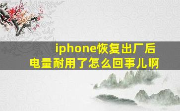 iphone恢复出厂后电量耐用了怎么回事儿啊