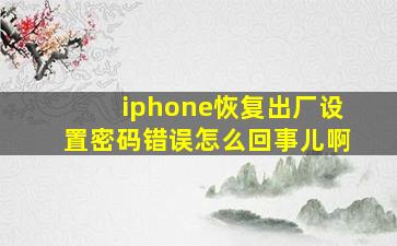 iphone恢复出厂设置密码错误怎么回事儿啊