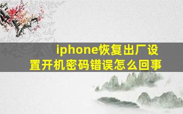 iphone恢复出厂设置开机密码错误怎么回事