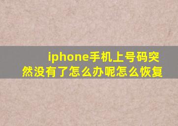 iphone手机上号码突然没有了怎么办呢怎么恢复