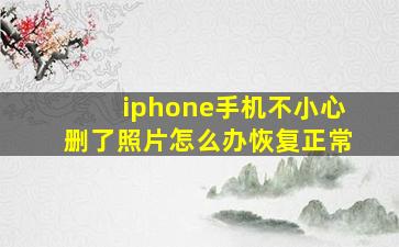 iphone手机不小心删了照片怎么办恢复正常