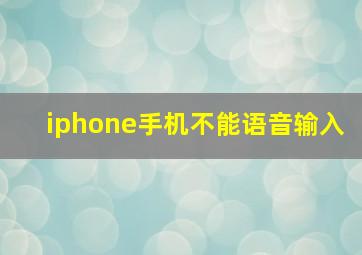 iphone手机不能语音输入