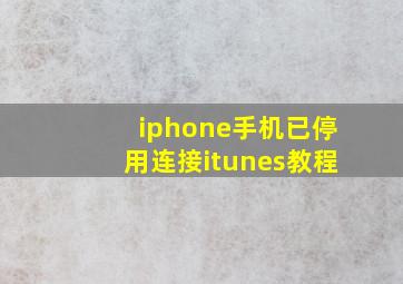 iphone手机已停用连接itunes教程