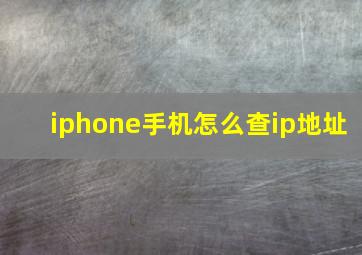 iphone手机怎么查ip地址