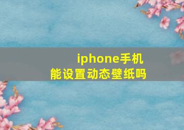 iphone手机能设置动态壁纸吗