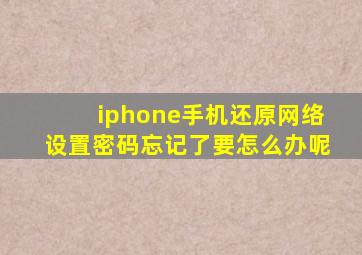 iphone手机还原网络设置密码忘记了要怎么办呢