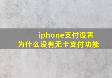 iphone支付设置为什么没有无卡支付功能