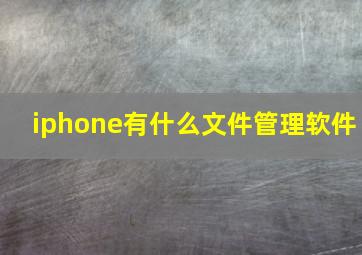 iphone有什么文件管理软件