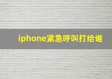 iphone紧急呼叫打给谁