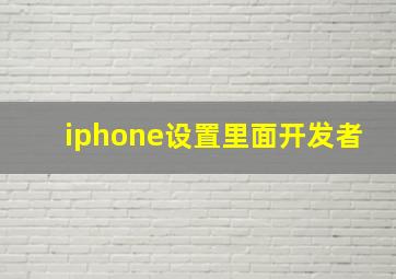 iphone设置里面开发者