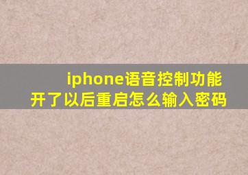 iphone语音控制功能开了以后重启怎么输入密码