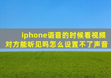 iphone语音的时候看视频对方能听见吗怎么设置不了声音