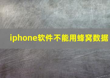 iphone软件不能用蜂窝数据