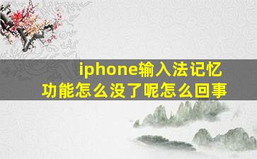 iphone输入法记忆功能怎么没了呢怎么回事