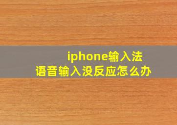 iphone输入法语音输入没反应怎么办