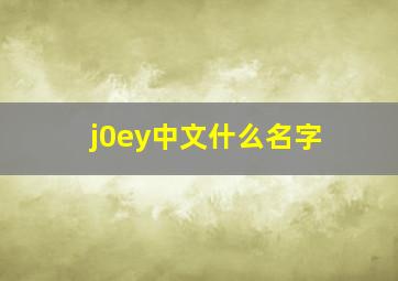 j0ey中文什么名字