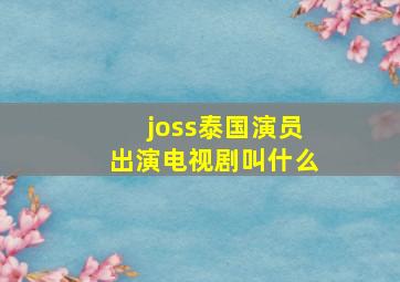 joss泰国演员出演电视剧叫什么