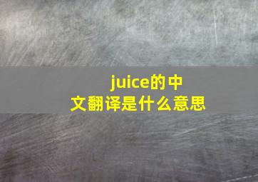 juice的中文翻译是什么意思