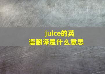 juice的英语翻译是什么意思