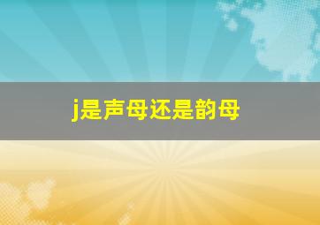 j是声母还是韵母