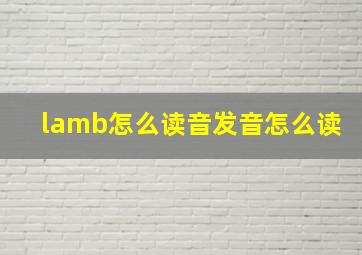 lamb怎么读音发音怎么读