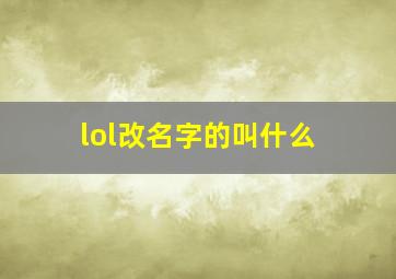 lol改名字的叫什么