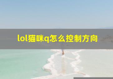 lol猫咪q怎么控制方向