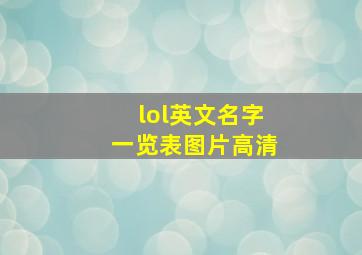 lol英文名字一览表图片高清