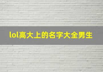 lol高大上的名字大全男生