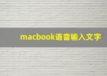 macbook语音输入文字