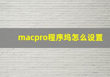 macpro程序坞怎么设置