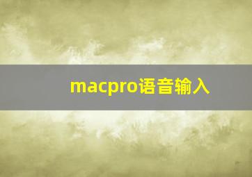 macpro语音输入