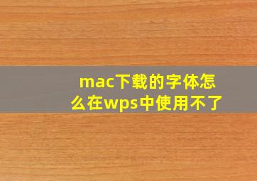 mac下载的字体怎么在wps中使用不了