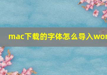 mac下载的字体怎么导入word